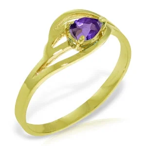 0.3 Carat 14K Solid Yellow Gold No Emotional Gap Amethyst Ring