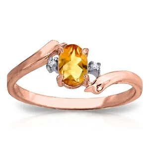 0.46 Carat 14K Solid Rose Gold Mystic Citrine Diamond Ring