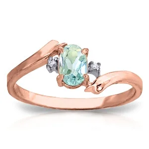 0.46 Carat 14K Solid Rose Gold Rings Natural Diamond Aquamarine