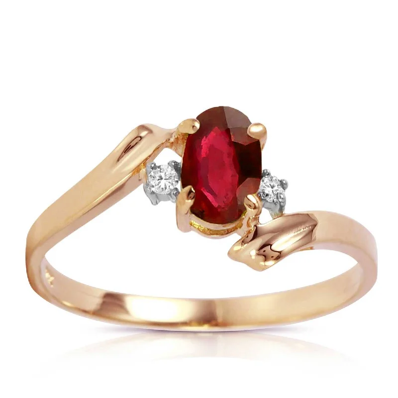 0.46 Carat 14K Solid Rose Gold Rings Natural Diamond Ruby