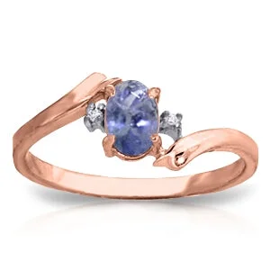 0.46 Carat 14K Solid Rose Gold Rings Natural Diamond Tanzanite