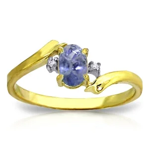 0.46 Carat 14K Solid Yellow Gold Rings Natural Diamond Tanzanite