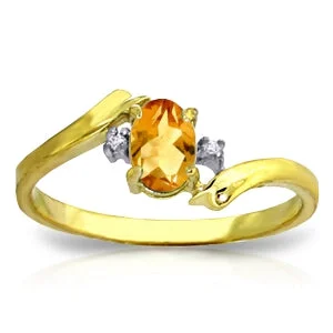 0.46 Carat 14K Solid Yellow Gold Wear My Wings Citrine Diamond Ring