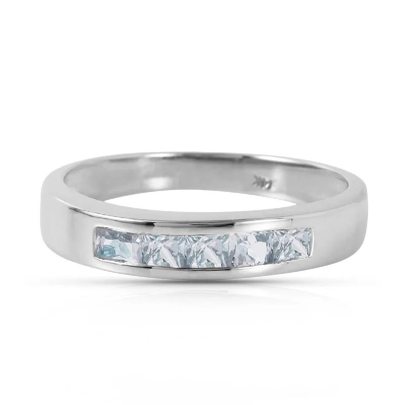 0.5 Carat 14K Solid White Gold Look Into It Aquamarine Ring