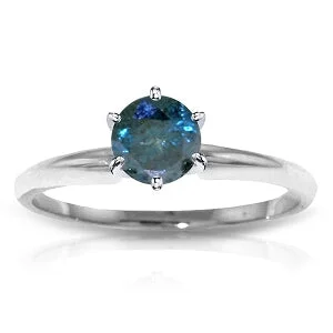 0.5 Carat 14K Solid White Gold Solitaire Ring 0.50 Carat Natural Blue Diamond