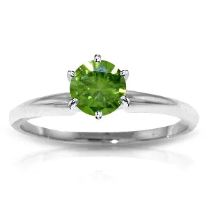 0.5 Carat 14K Solid White Gold Solitaire Ring 0.50 Carat Natural Green Diamond