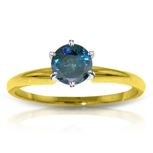 0.5 Carat 14K Solid Yellow Gold Solitaire Ring 0.50 Carat Natural Blue Diamond