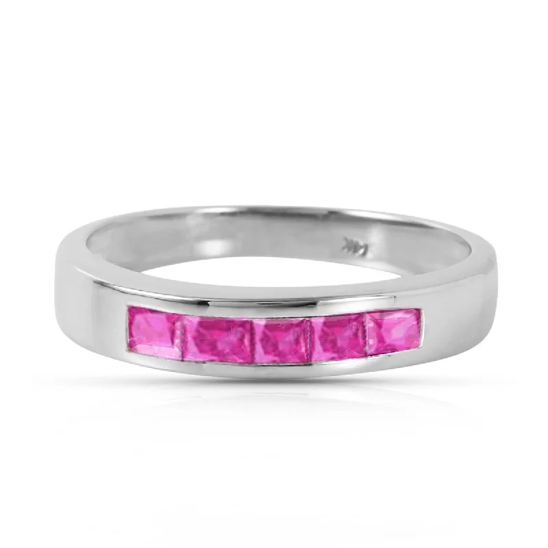 0.6 Carat 14K Solid White Gold Rings Natural Pink Sapphire