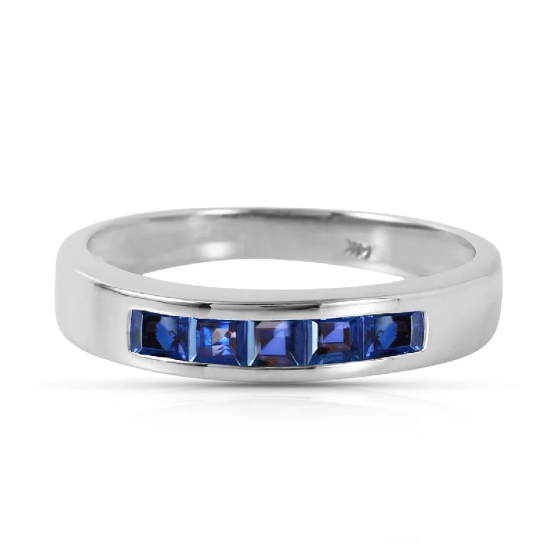 0.6 Carat 14K Solid White Gold Wind Blows Joy Sapphire Ring