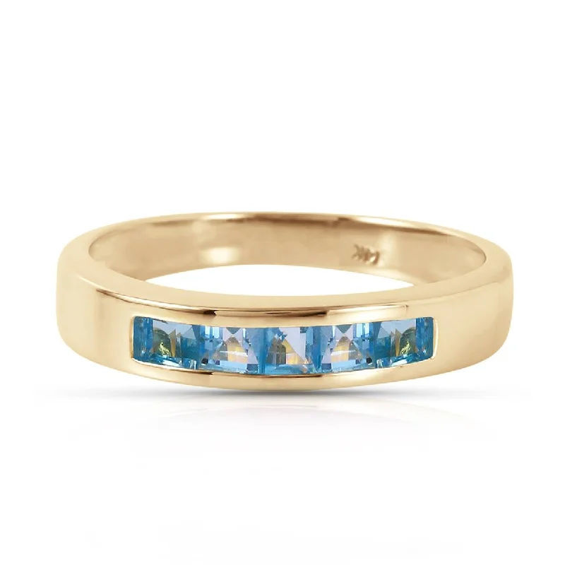 0.6 Carat 14K Solid Yellow Gold Never Quaint Blue Topaz Ring