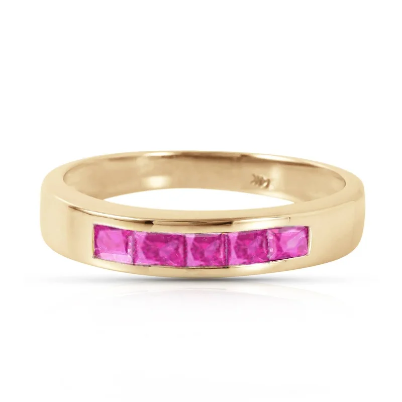 0.6 Carat 14K Solid Yellow Gold Rings Natural Pink Sapphire