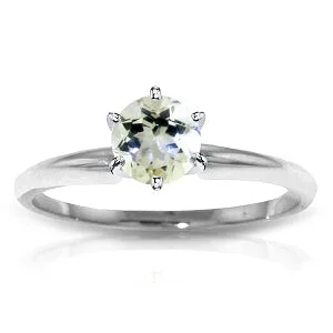 0.65 Carat 14K Solid White Gold Solitaire Ring Natural Aquamarine