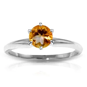 0.65 Carat 14K Solid White Gold Solitaire Ring Natural Citrine