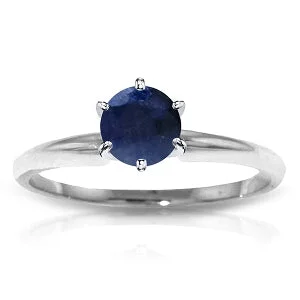 0.65 Carat 14K Solid White Gold Solitaire Ring Natural Sapphire