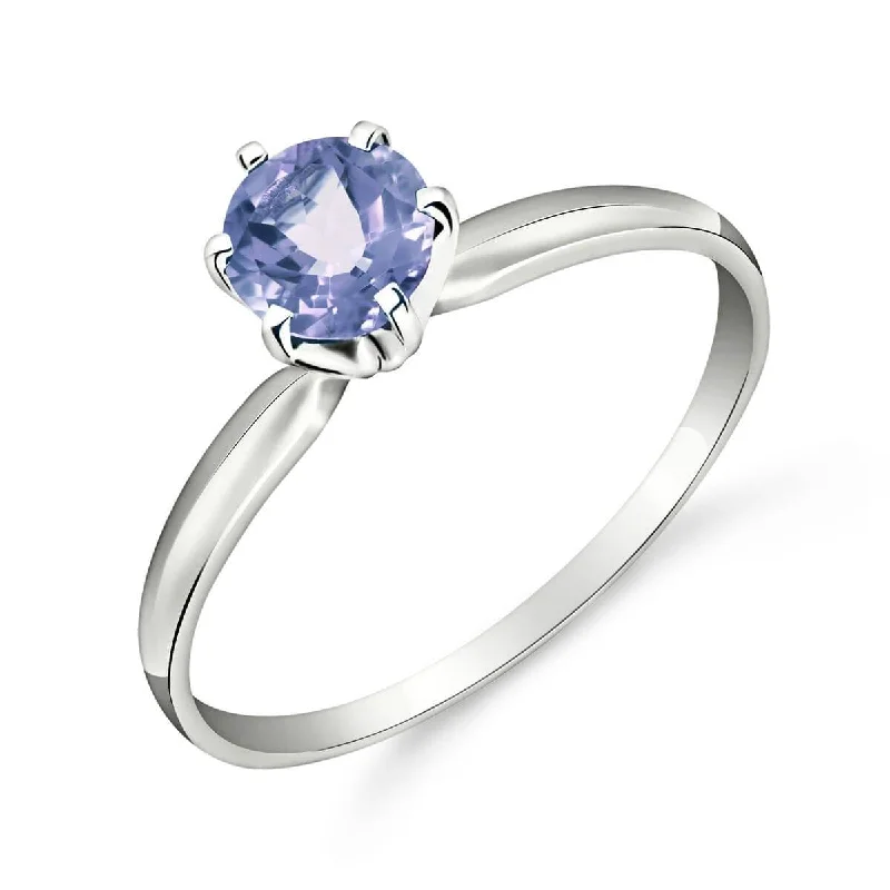 0.65 Carat 14K Solid White Gold Solitaire Ring Natural Tanzanite