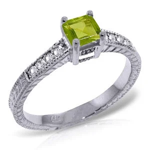 0.65 Carat 14K Solid White Gold Story Of Own Peridot Diamond Ring