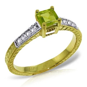 0.65 Carat 14K Solid Yellow Gold Drown In You Peridot Diamond Ring