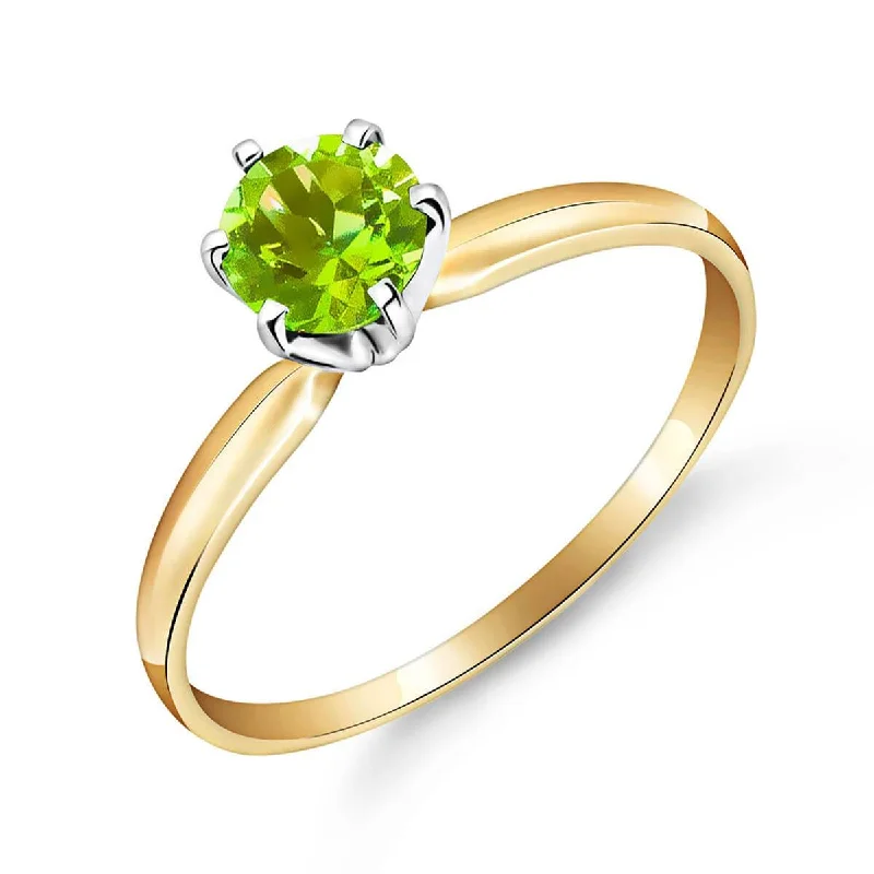 0.65 Carat 14K Solid Yellow Gold Solitaire Ring Natural Peridot