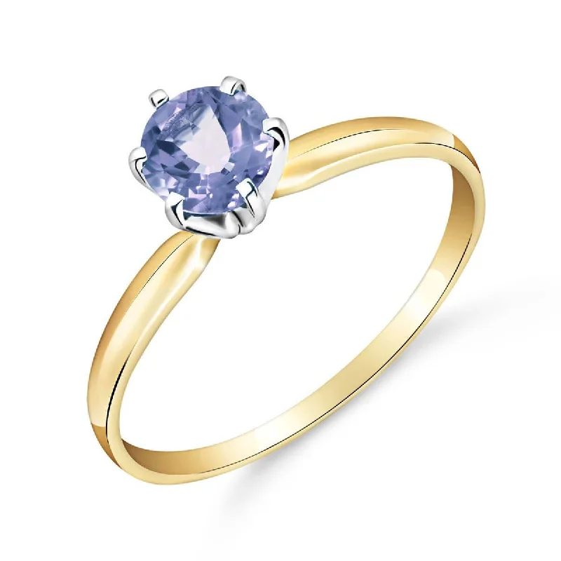 0.65 Carat 14K Solid Yellow Gold Solitaire Ring Natural Tanzanite