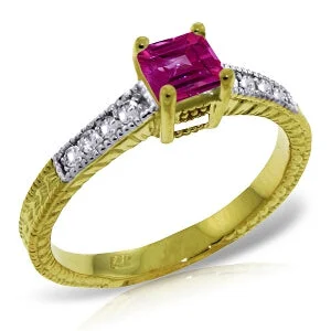 0.65 Carat 14K Solid Yellow Gold Superchic Pink Topaz Diamond Ring