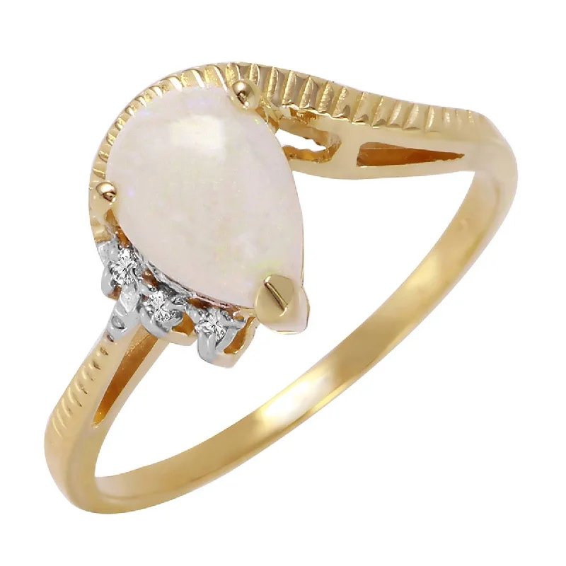 0.79 Carat 14K Solid Yellow Gold Deeper And Deeper Opal Diamond Ring