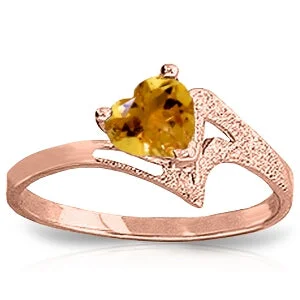 0.95 Carat 14K Solid Rose Gold Loveheart Citrine Ring