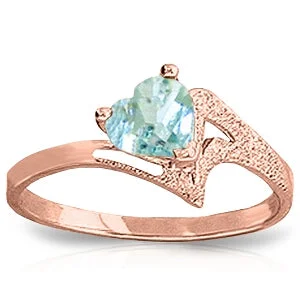 0.95 Carat 14K Solid Rose Gold Ring Natural Aquamarine