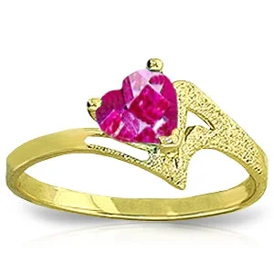 0.95 Carat 14K Solid Yellow Gold Authentic Element Pink Topaz Ring