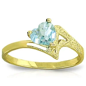 0.95 Carat 14K Solid Yellow Gold Take A Break Aquamarine Ring