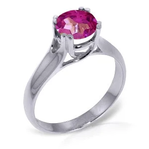 1.1 Carat 14K Solid White Gold Running Wild Pink Topaz Ring