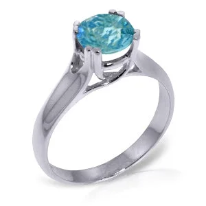 1.1 Carat 14K Solid White Gold Silent Message Blue Topaz Ring