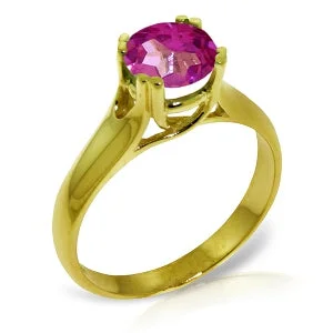 1.1 Carat 14K Solid Yellow Gold Love Doesn't Outgrow Pink Topaz Ring