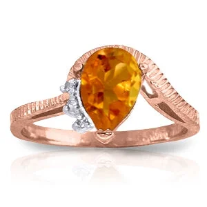 1.52 Carat 14K Solid Rose Gold Azur Citrine Diamond Ring