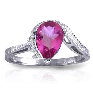 1.52 Carat 14K Solid White Gold Feel Appreciated Pink Topaz Diamond Ring