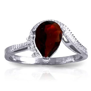 1.52 Carat 14K Solid White Gold Strive To Be Garnet Diamond Ring