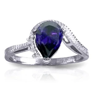 1.52 Carat 14K Solid White Gold Trust In Love Sapphire Diamond Ring