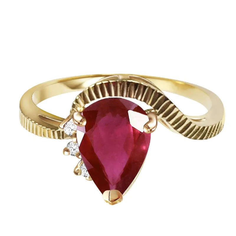 1.52 Carat 14K Solid Yellow Gold Hit The Trend Ruby Diamond Ring