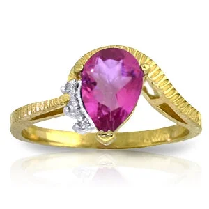 1.52 Carat 14K Solid Yellow Gold Inspired Ideas Pink Topaz Diamond Ring