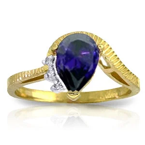 1.52 Carat 14K Solid Yellow Gold Somewhat Personal Sapphire Diamond Ring