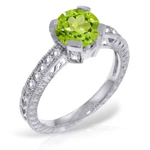 1.8 Carat 14K Solid White Gold Creative Thinking Peridot Diamond Ring