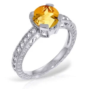 1.8 Carat 14K Solid White Gold Tashiana Citrine Diamond Ring