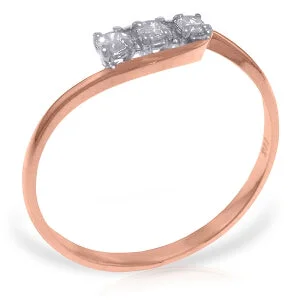 14K Solid Rose Gold Ring 0.15 Carat Natural Diamond Gemstone