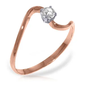 14K Solid Rose Gold Ring 0.15 Carat Natural Diamond Genuine