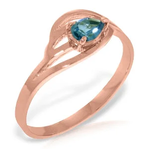 14K Solid Rose Gold Ring Natural Blue Topaz Jewelry