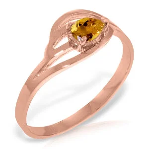 14K Solid Rose Gold Ring Natural Citrine Jewelry