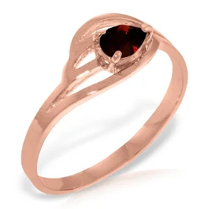 14K Solid Rose Gold Ring Natural Garnet Certified