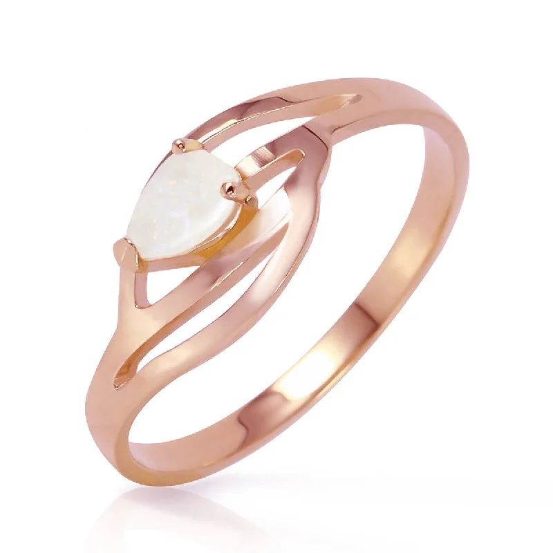 14K Solid Rose Gold Ring w/ Natural Opal