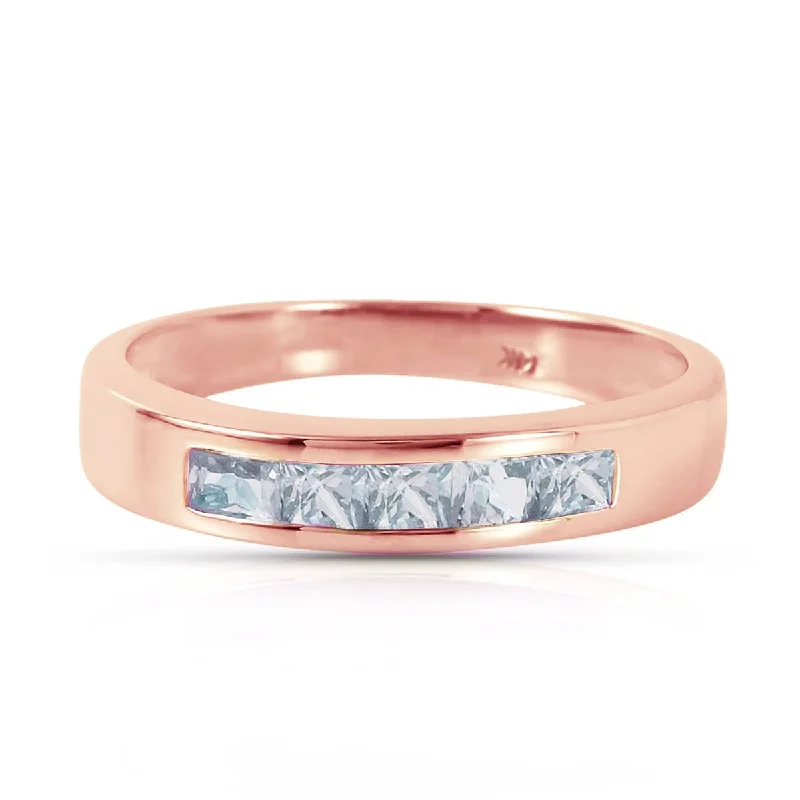 14K Solid Rose Gold Rings Natural Aquamarines