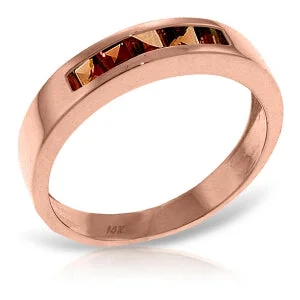 14K Solid Rose Gold Rings Natural Garnet Gemstone