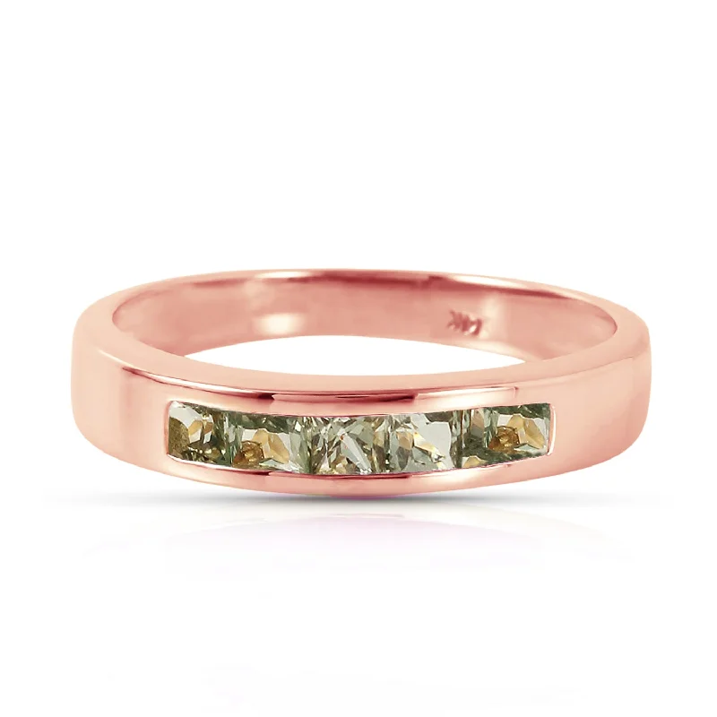 14K Solid Rose Gold Rings w/ Natural Green Sapphires